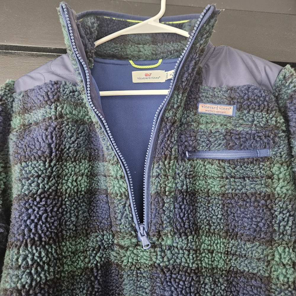 Simply Southern Navy and Green Plaid Fleece Pullover - Picture 4 of 5